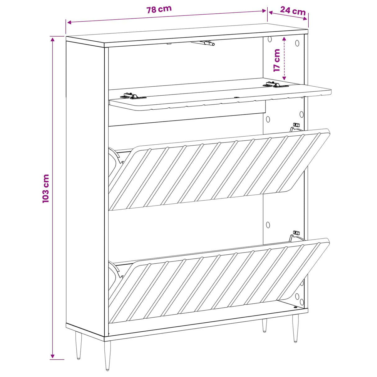 vidaXL Shoe Cabinet ZWOLLE 78x24x103 cm Engineered Wood White