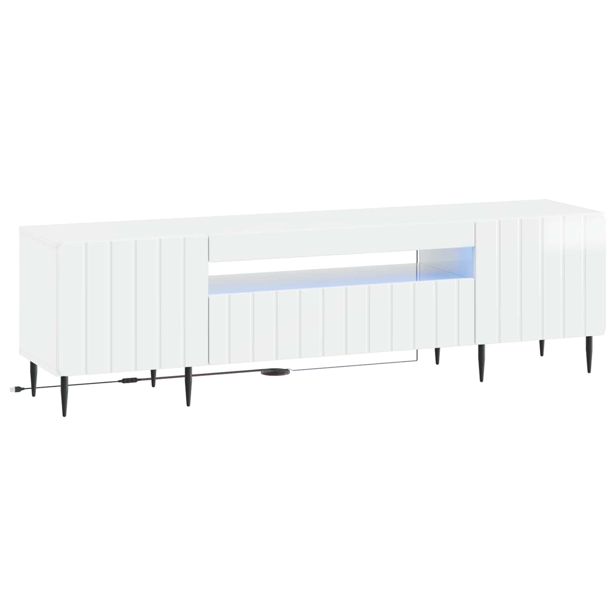 vidaXL LED tv-meubel Wit Bewerkt hout