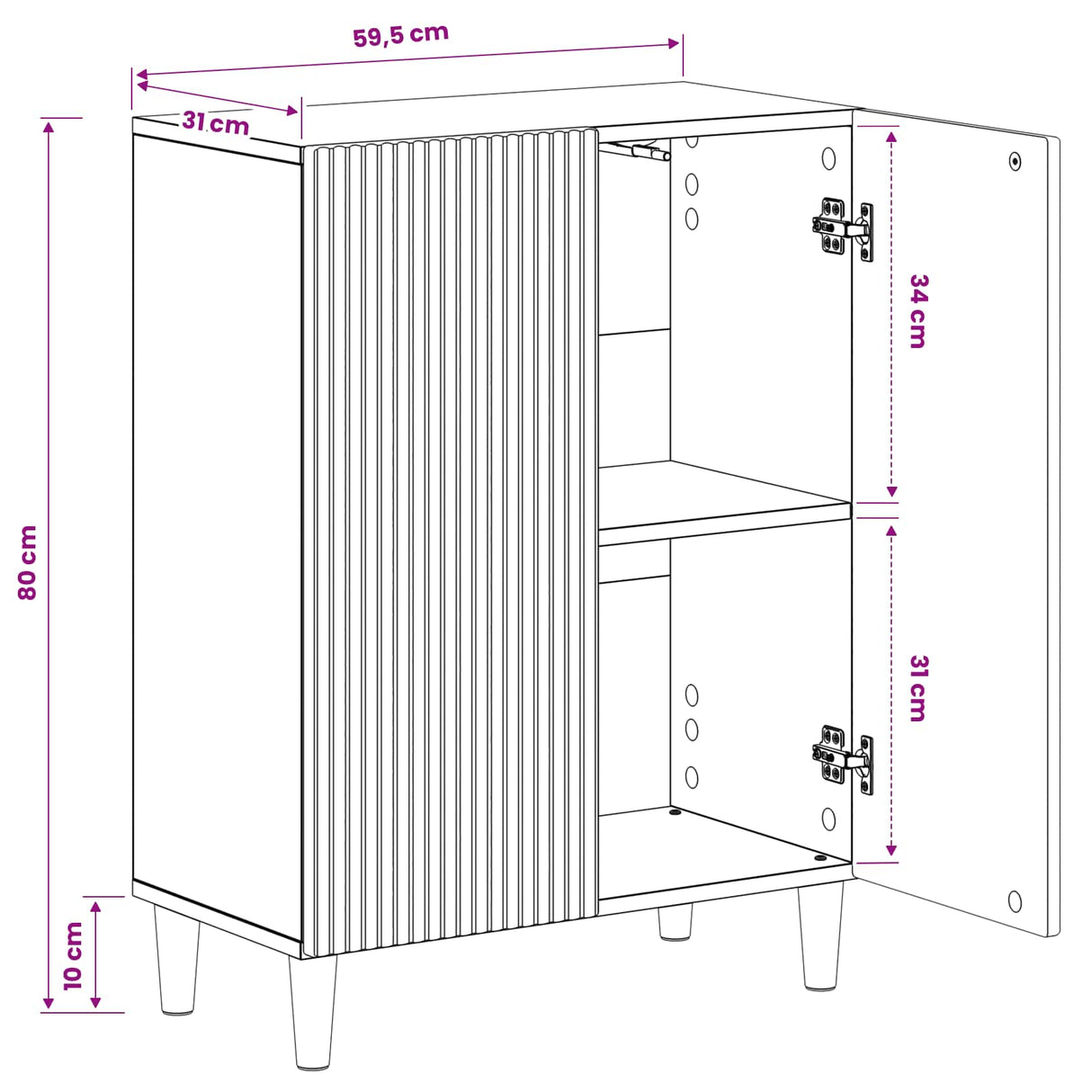 vidaXL Bathroom Storage Cabinet ARNHEM White 59.5 x 31 x 80 cm Engineered wood