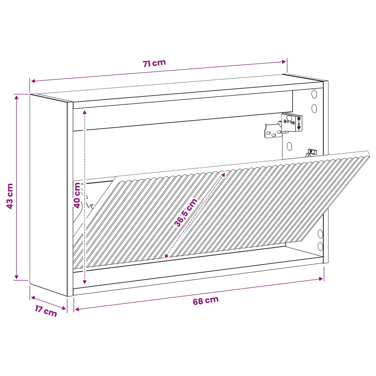 vidaXL Wandgemonteerde Schoenenkast ARNHEM 71 x 17 x 43 cm Wit