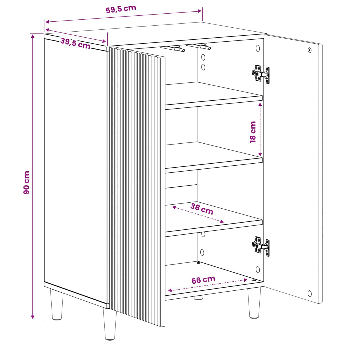 vidaXL Schoenenkast ARNHEM 59,5 x 39,5 x 90 cm Bewerkt hout Wit