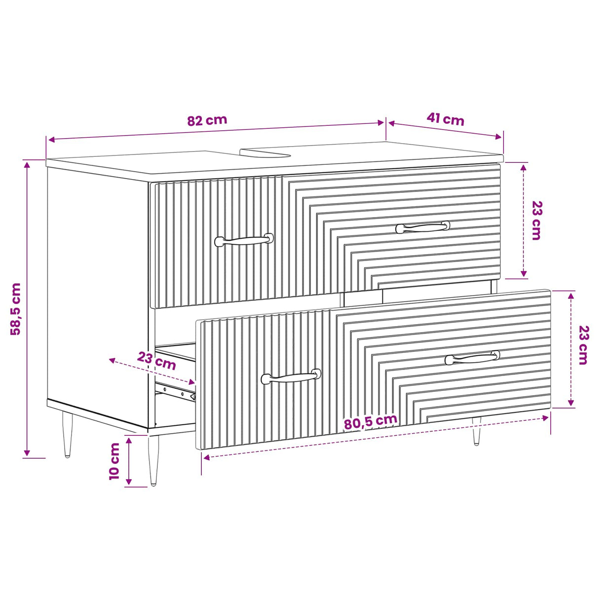 vidaXL Wastafel kabinet voor de badkamer HAARLEM Wit 82 x 41 x 58,5 cm