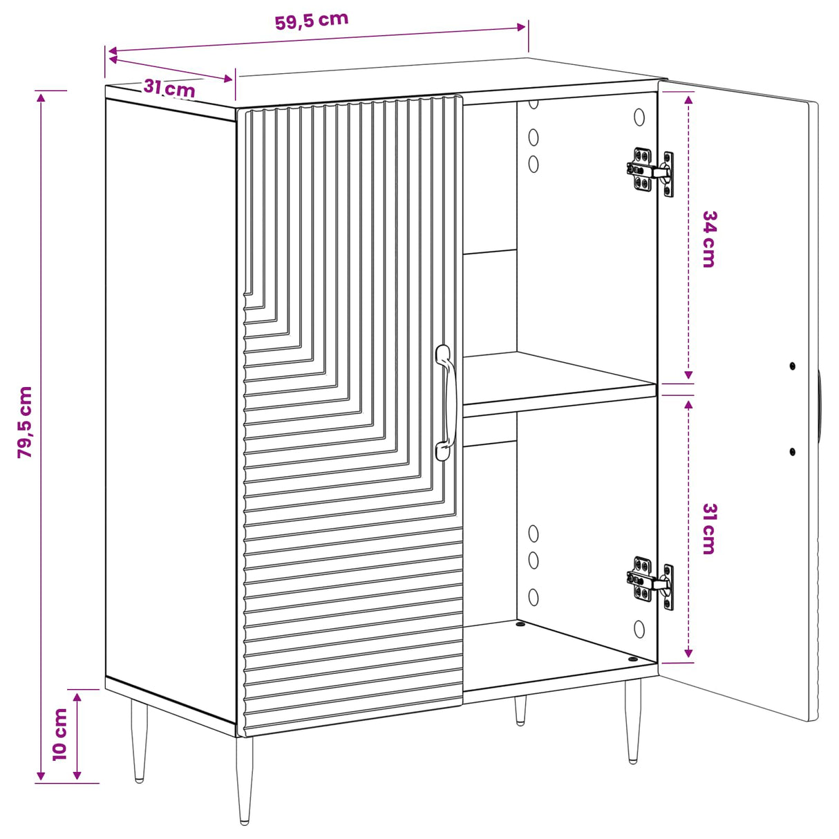 vidaXL Bathroom Storage Cabinet HAARLEM White 59.5 x 31 x 80 cm Engineered Wood