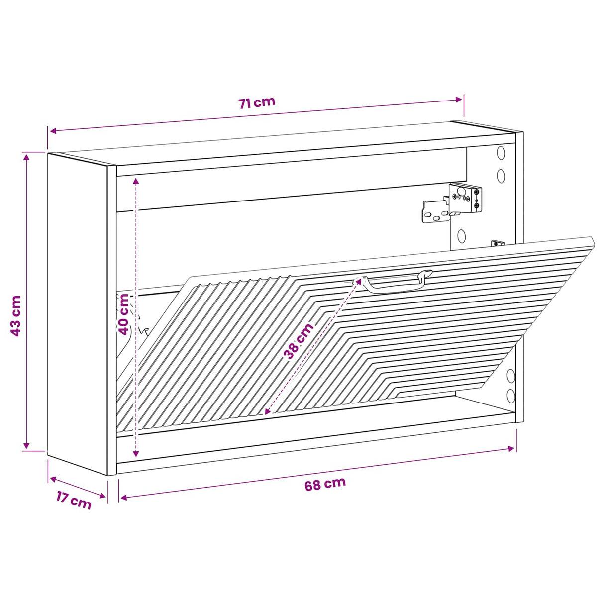 vidaXL Wandgemonteerde Schoenenkast HAARLEM 71 x 17 x 43 cm Wit