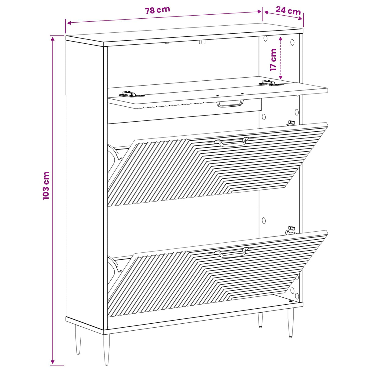 vidaXL Schoenenkast HAARLEM 78 x 24 x 103 cm Bewerkt hout Wit