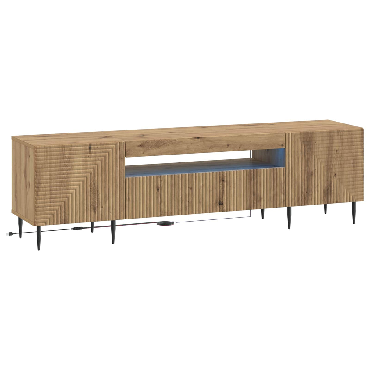 vidaXL LED tv-meubel Wit Bewerkt hout