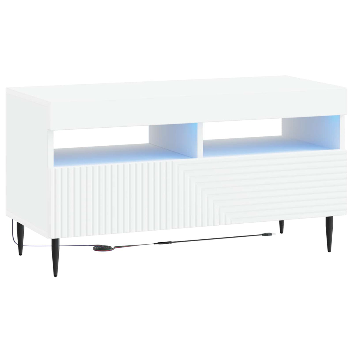 vidaXL LED tv-meubel Wit Bewerkt hout