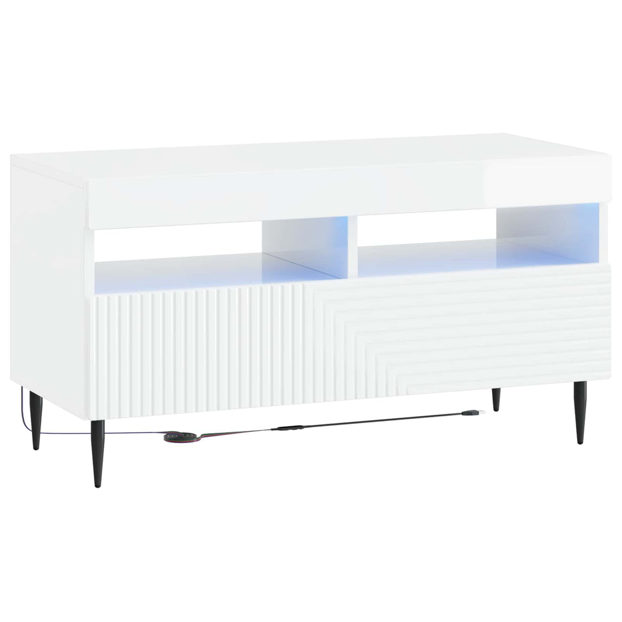 vidaXL LED tv-meubel Wit Bewerkt hout