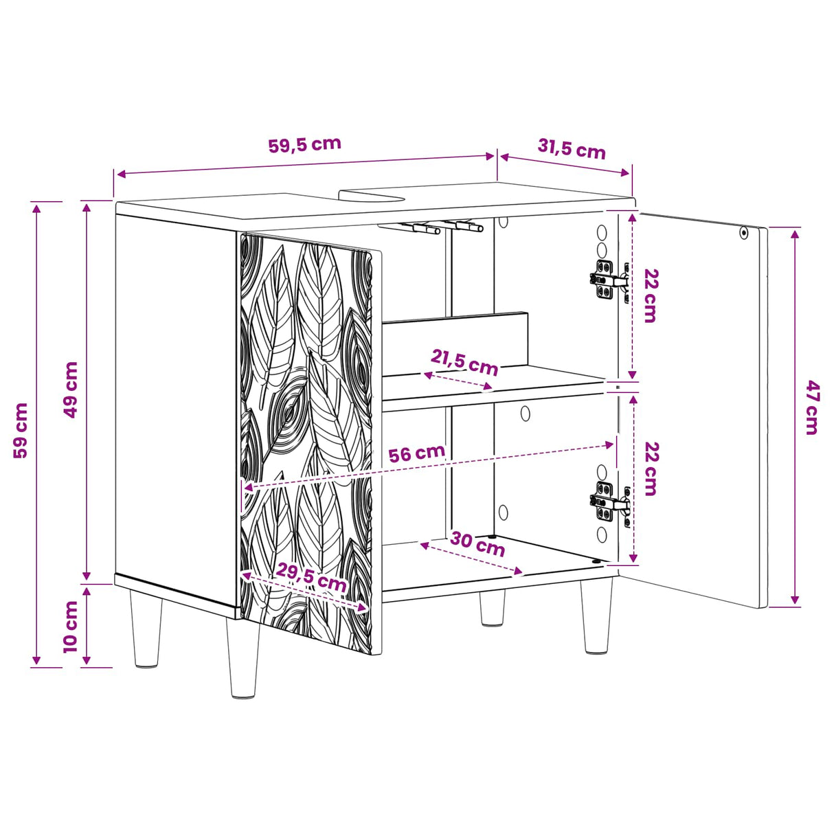 vidaXL Bathroom Vanity Cabinet DELFT White 59.5 x 31.5 x 59 cm