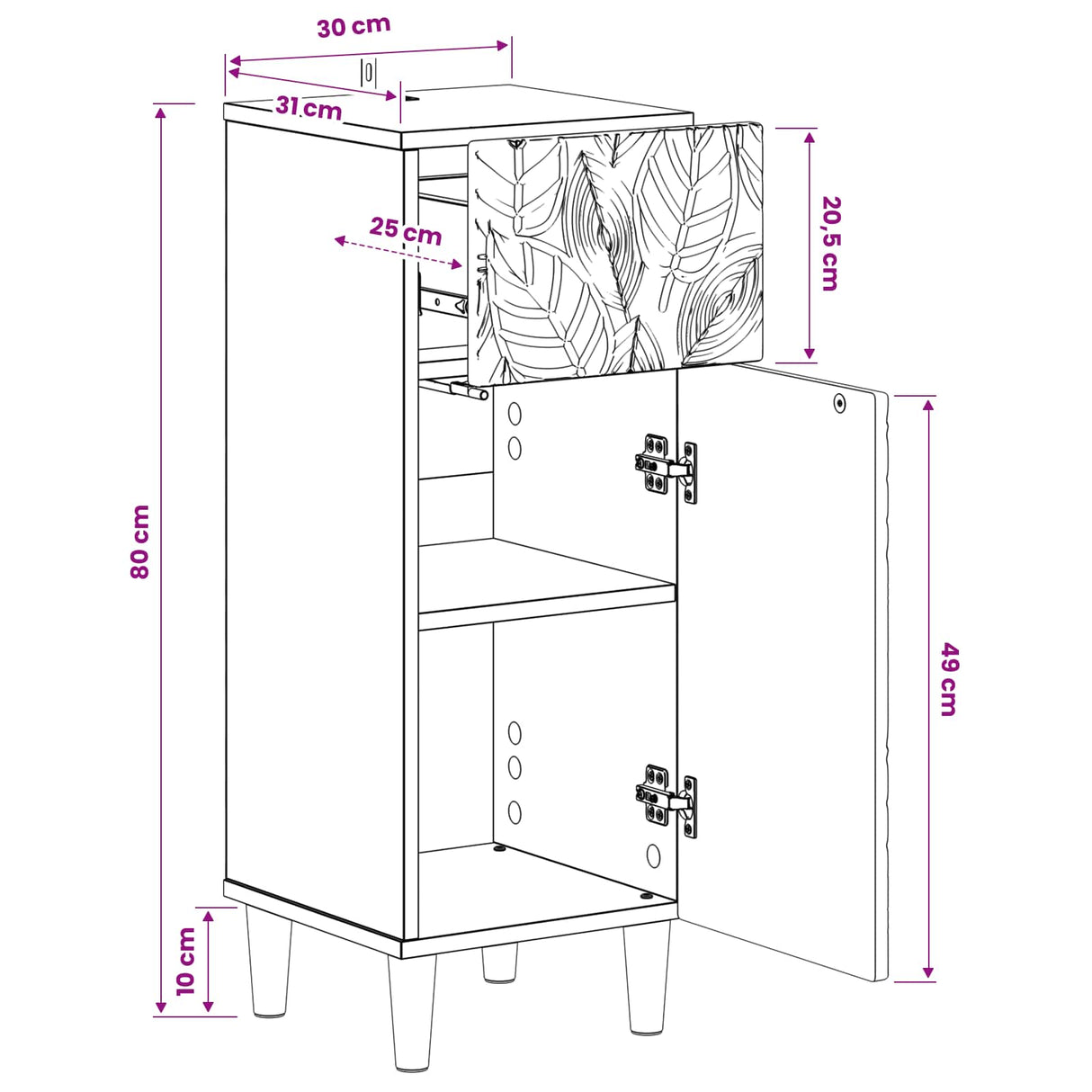 vidaXL Bathroom Storage Cabinet DELFT White 30 x 31 x 80 cm Engineered wood