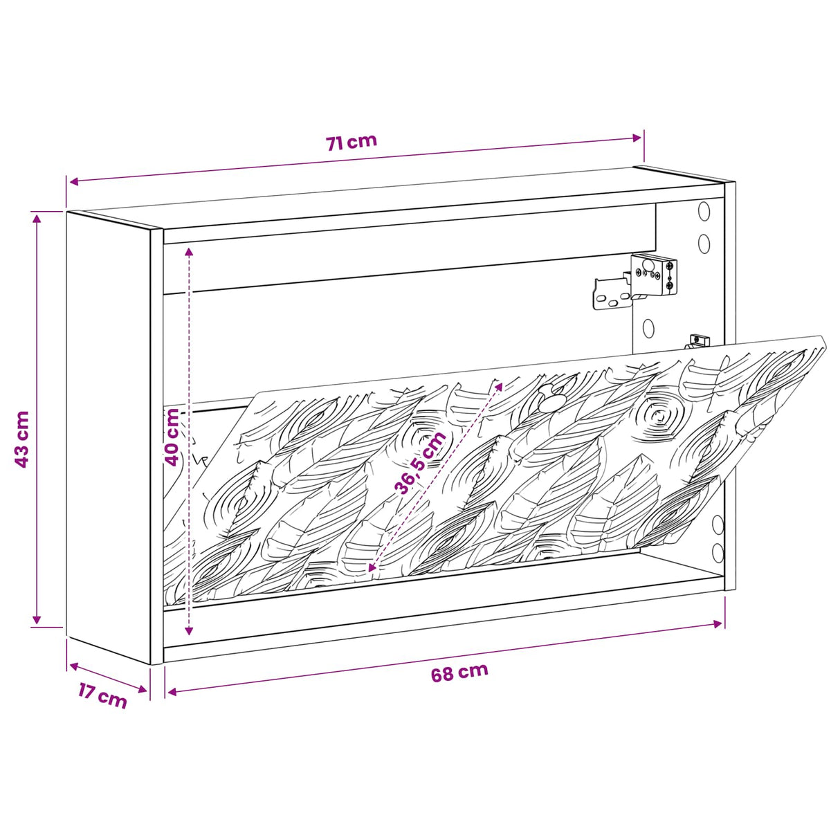 vidaXL Wandgemonteerde Schoenenkast DELFT 71 x 17 x 43 cm Bewerkt hout