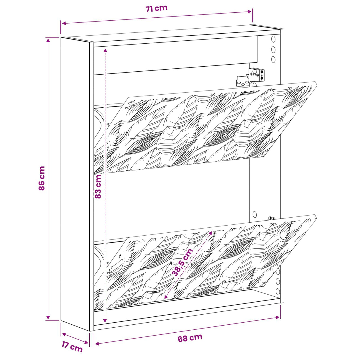 vidaXL Wall-Mounted Shoe Cabinet DELFT 71 x 17 x 86 cm Engineered Wood
