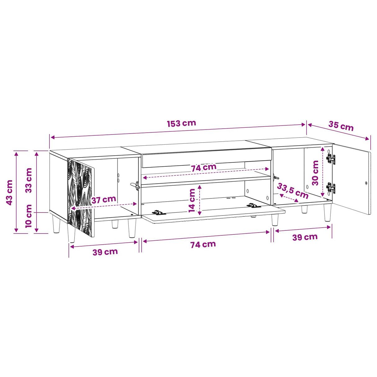 vidaXL LED tv-meubel Wit Bewerkt hout