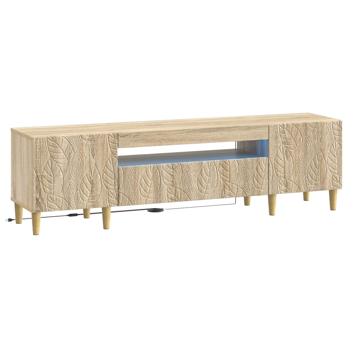 vidaXL LED tv-meubel Wit Bewerkt hout
