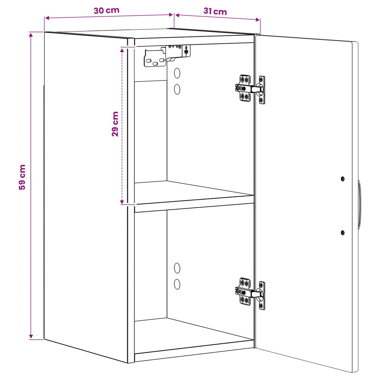 vidaXL Badkamer wandkast HOORN Wit 30 x 31 x 59 cm Bewerkt hout