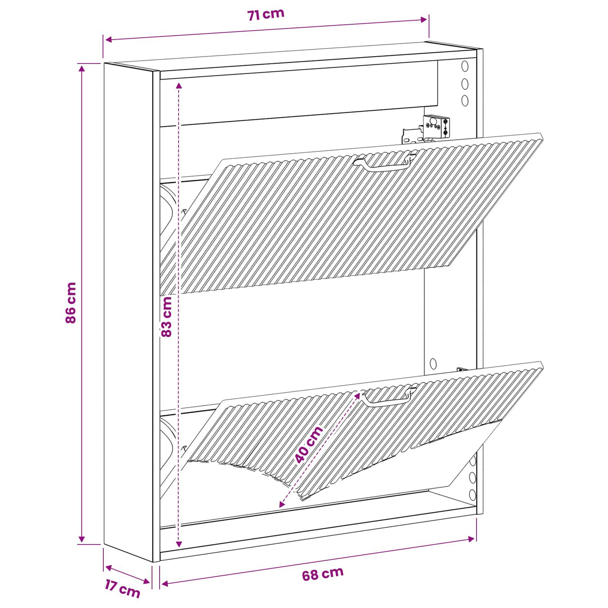 vidaXL Wandgemonteerde Schoenenkast HOORN 71 x 17 x 86 cm Bewerkt hout