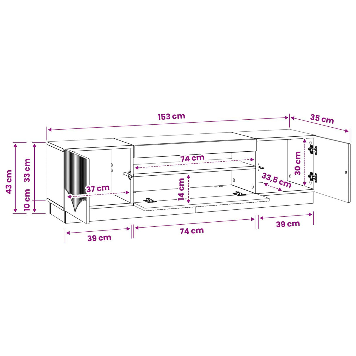 vidaXL LED tv-meubel Wit Bewerkt hout