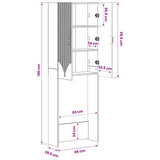 vidaXL Toiletkast HOORN Wit 66 x 25,5 x 190 cm Bewerkt hout
