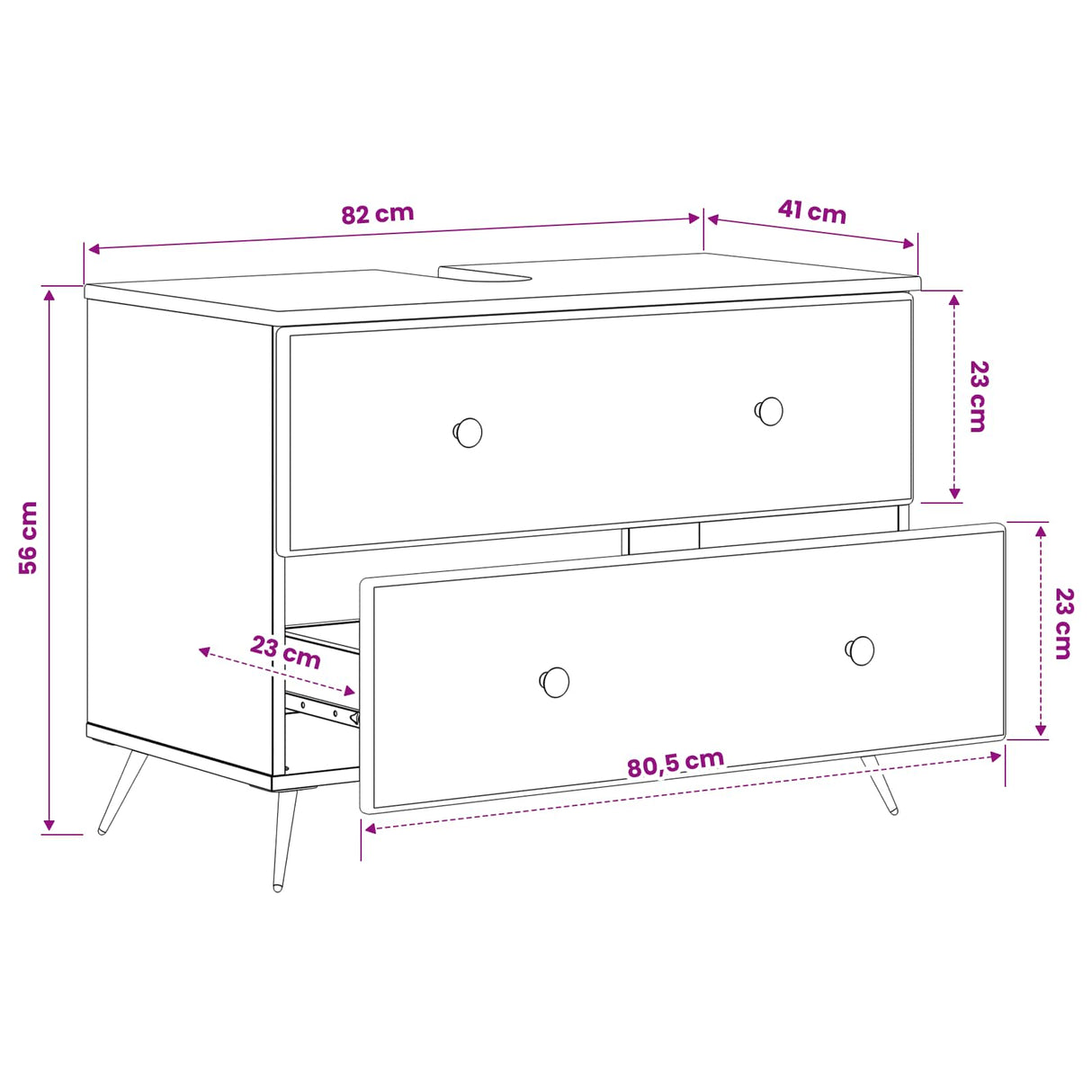 vidaXL Wastafel kabinet voor de badkamer BREDA Wit 82 x 41 x 59 cm