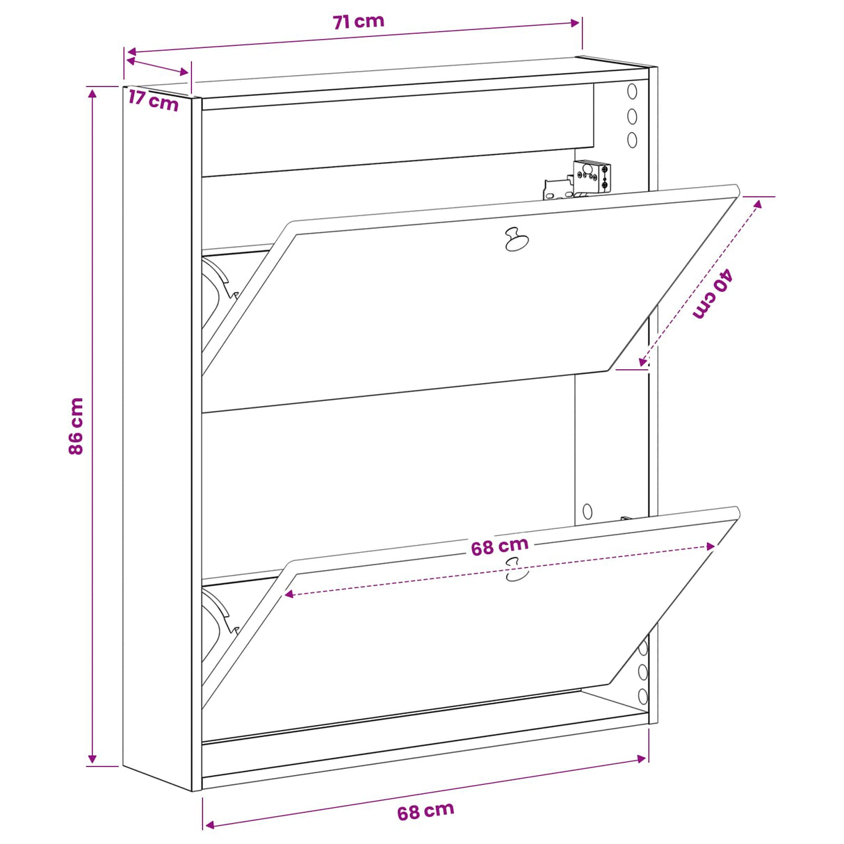 vidaXL Wandgemonteerde Schoenenkast BREDA 71 x 17 x 86 cm Bewerkt hout