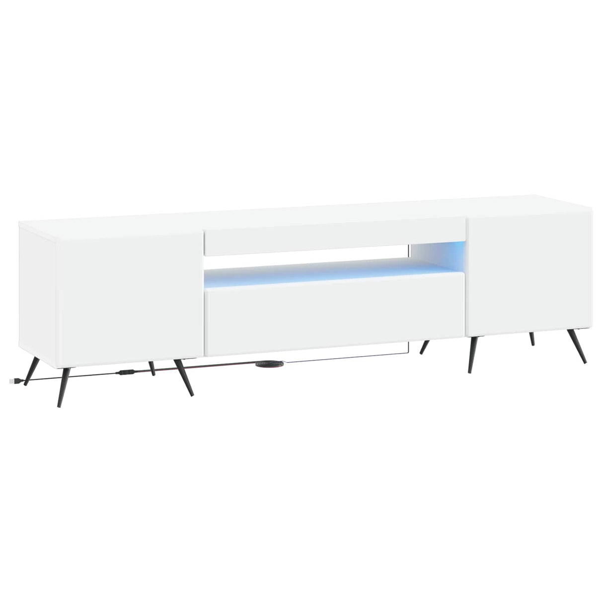 vidaXL LED tv-meubel Wit Bewerkt hout
