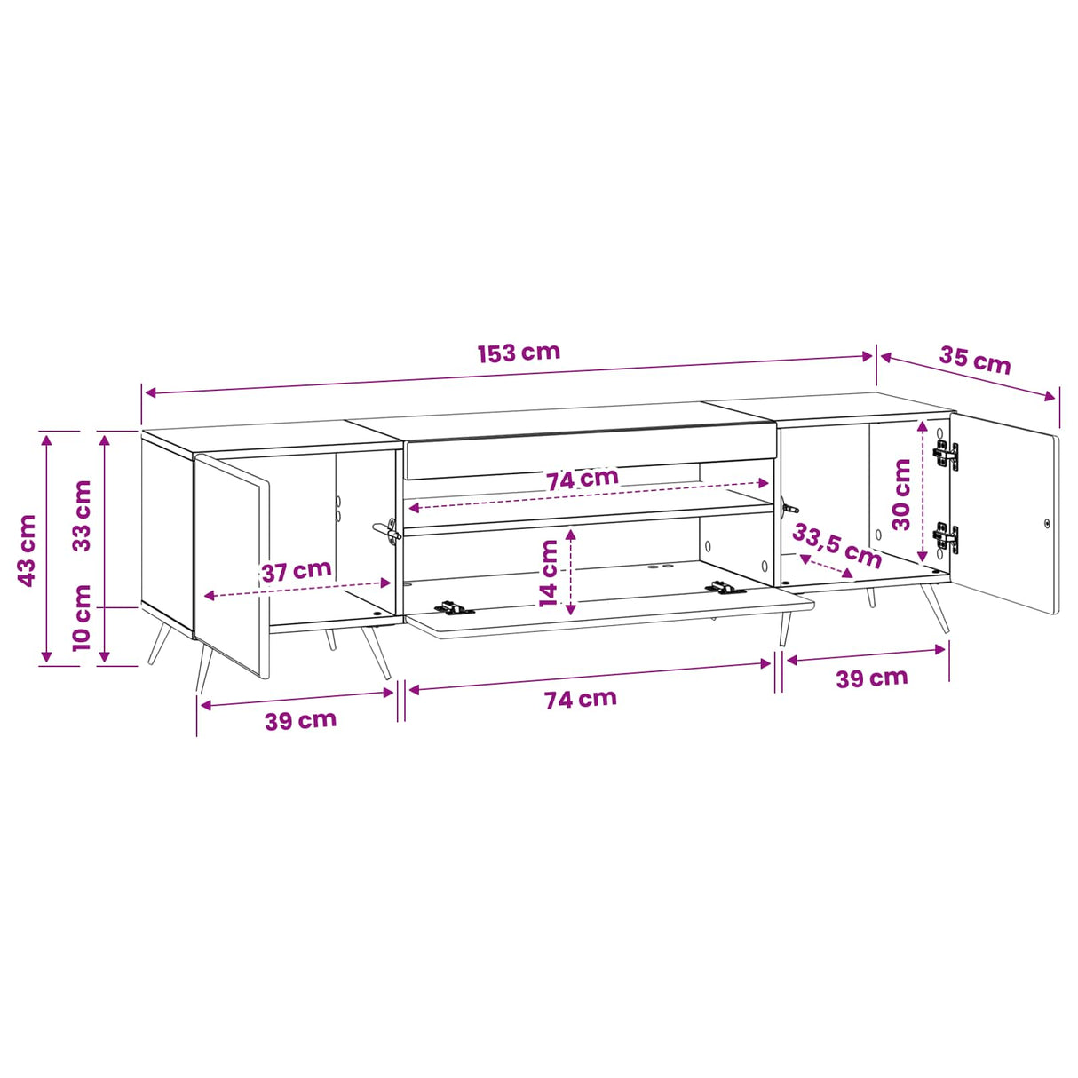 vidaXL LED tv-meubel Wit Bewerkt hout