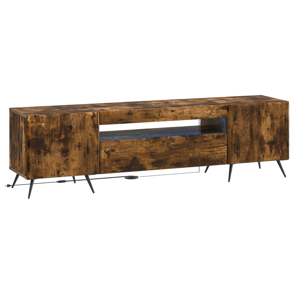 vidaXL LED tv-meubel Wit Bewerkt hout