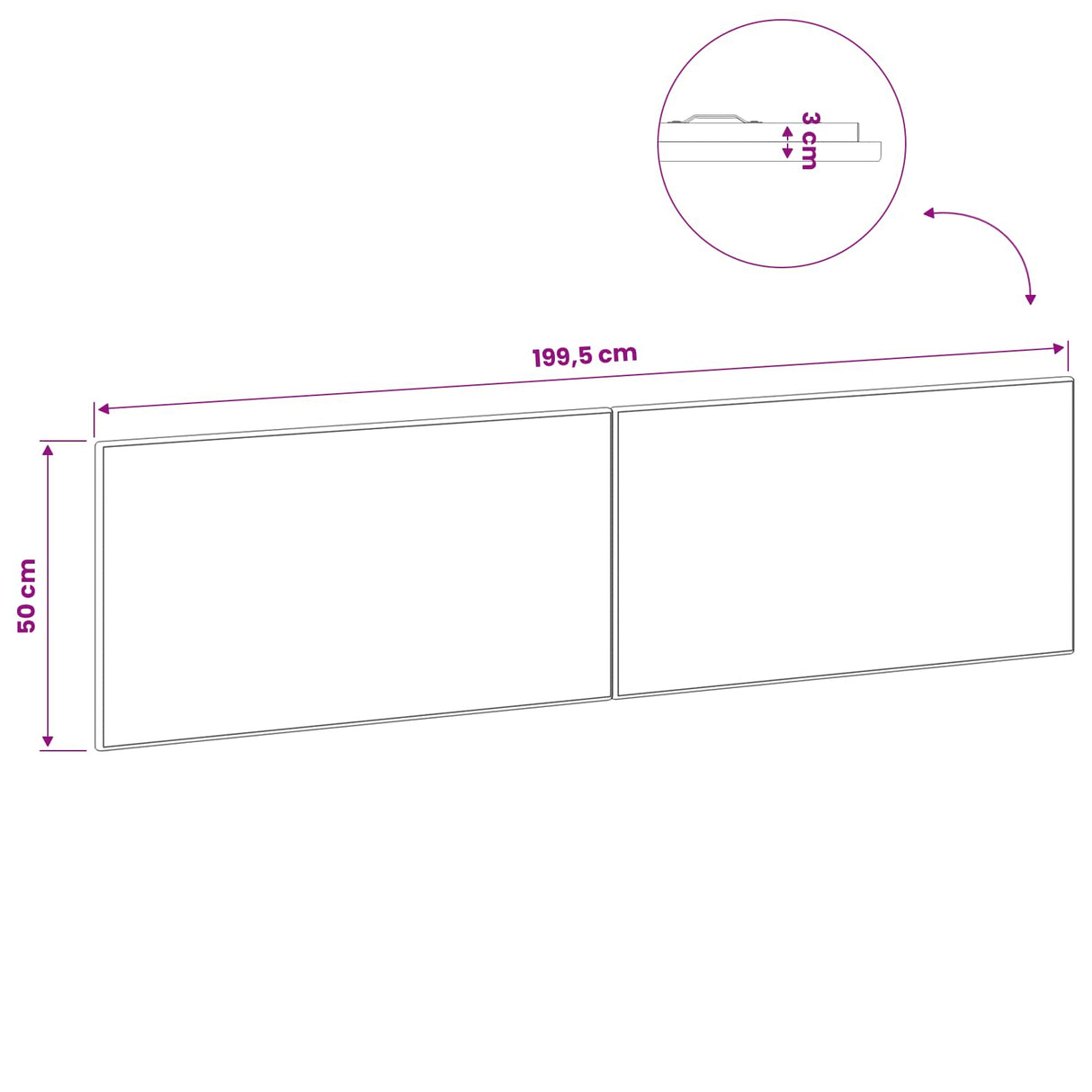 vidaXL Wall-Mounted Headboard BREDA White Engineered Wood