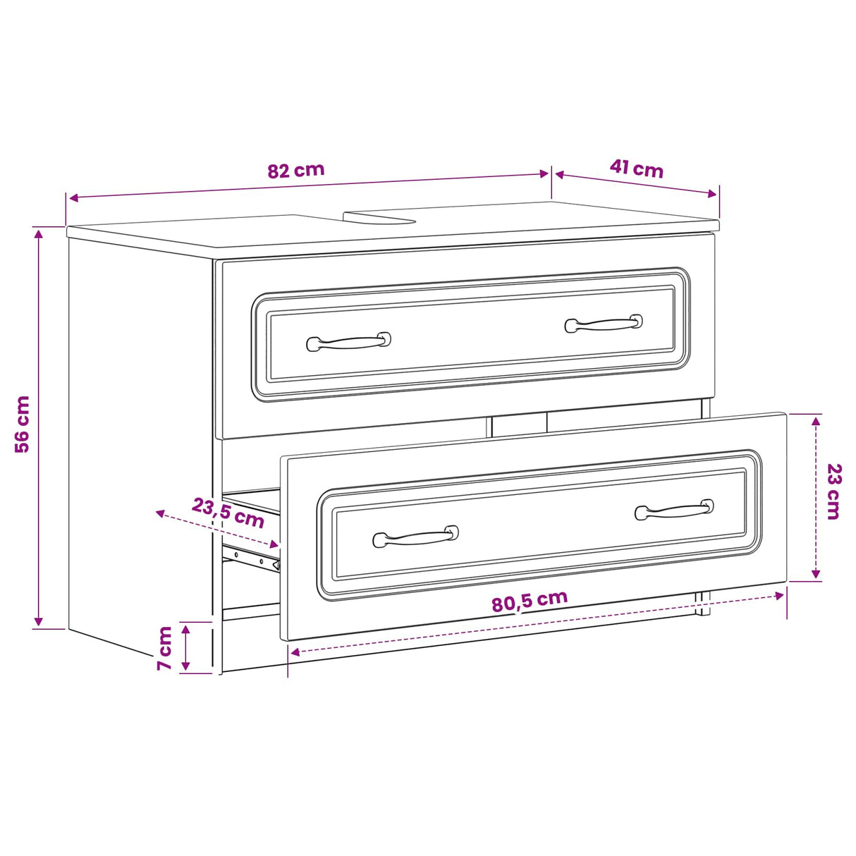 vidaXL Bathroom Sink Cabinet UTRECHT White 82 x 41 x 56 cm