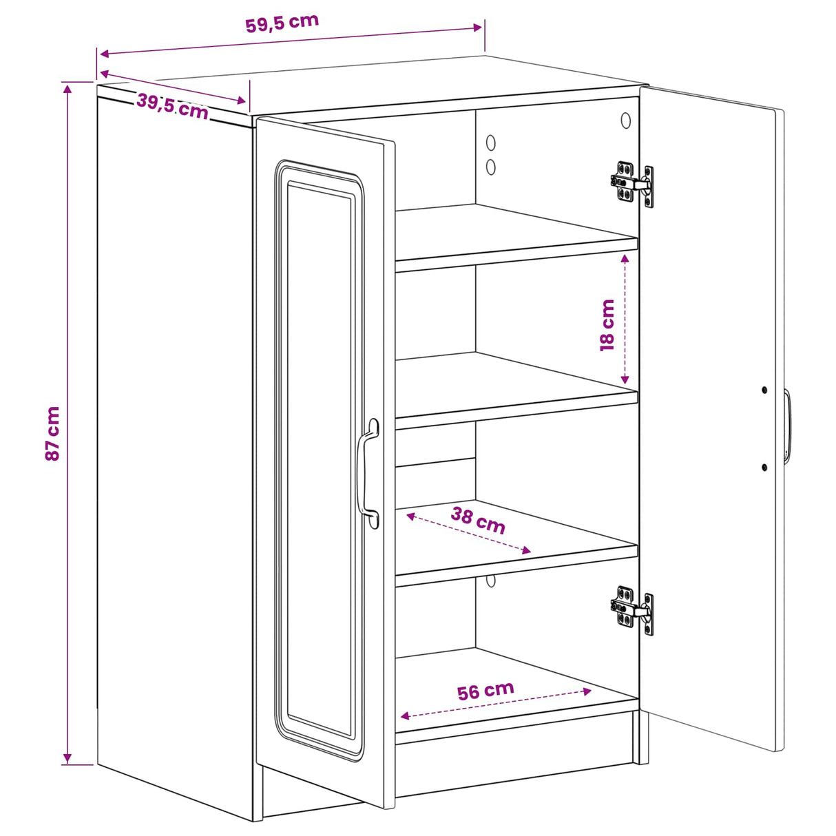 vidaXL Schoenenkast UTRECHT 59,5 x 39,5 x 87 cm Bewerkt hout Wit