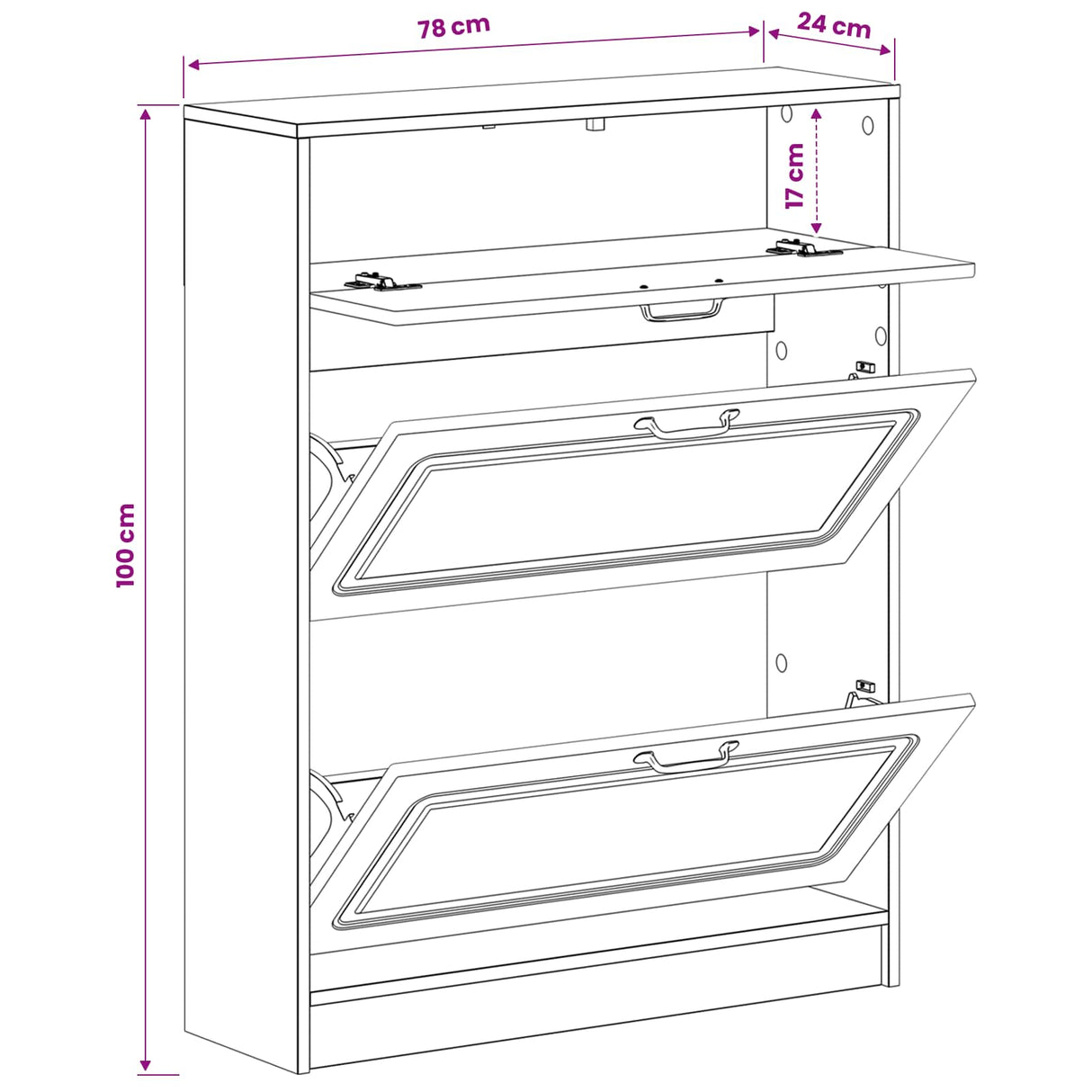 vidaXL Schoenenkast UTRECHT 78 x 24 x 100 cm Bewerkt hout Wit