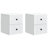 vidaXL Muurbevestigde Nachttafel met lade 2 pcs Wit 33 x 34,5 x 40 cm