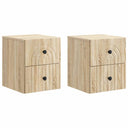 vidaXL Muurbevestigde Nachttafel met lade 2 pcs Wit 33 x 34,5 x 40 cm