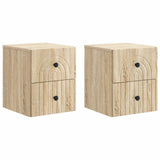 vidaXL Muurbevestigde Nachttafel met lade 2 pcs Wit 33 x 34,5 x 40 cm