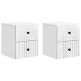 vidaXL Muurbevestigde Nachttafel met lade 2 pcs Wit 33 x 34,5 x 40 cm