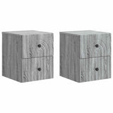 vidaXL Muurbevestigde Nachttafel met lade 2 pcs Wit 33 x 34,5 x 40 cm