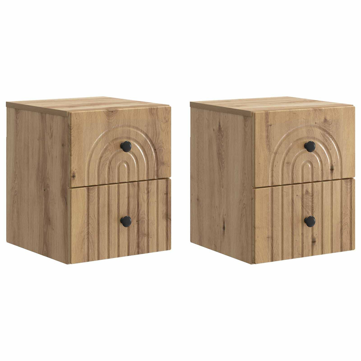 vidaXL Muurbevestigde Nachttafel met lade 2 pcs Wit 33 x 34,5 x 40 cm