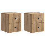 vidaXL Muurbevestigde Nachttafel met lade 2 pcs Wit 33 x 34,5 x 40 cm