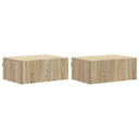 vidaXL Muurbevestigde Nachttafel met lade 2 pcs Wit 49 x 34,5 x 20 cm