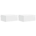 vidaXL Muurbevestigde Nachttafel met lade 2 pcs Wit 49 x 34,5 x 20 cm