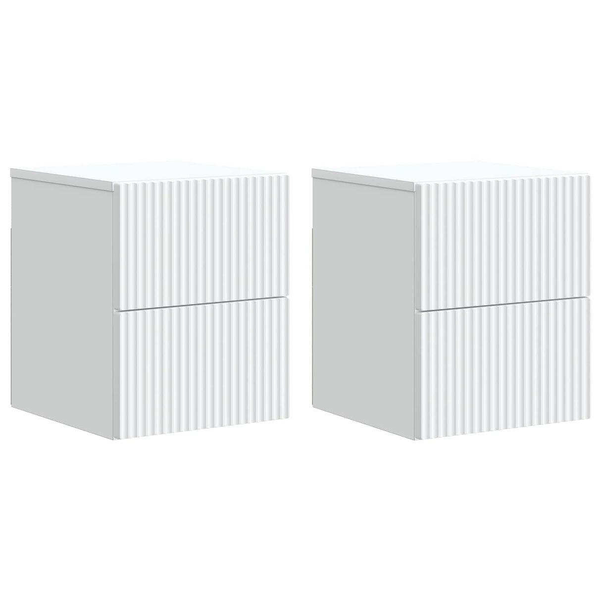 vidaXL Muurbevestigde Nachttafel met lade 2 pcs Wit 33 x 34,5 x 40 cm