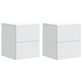 vidaXL Muurbevestigde Nachttafel met lade 2 pcs Wit 33 x 34,5 x 40 cm
