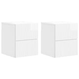 vidaXL Muurbevestigde Nachttafel met lade 2 pcs Wit 33 x 34,5 x 40 cm