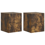 vidaXL Muurbevestigde Nachttafel met lade 2 pcs Wit 33 x 34,5 x 40 cm