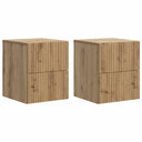 vidaXL Muurbevestigde Nachttafel met lade 2 pcs Wit 33 x 34,5 x 40 cm