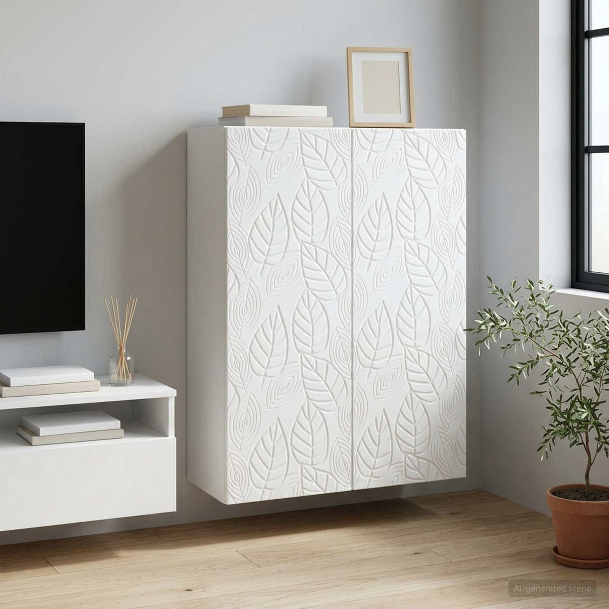 vidaXL Wall Cabinet White 66 x 34.5 x 90 cm Engineered Wood