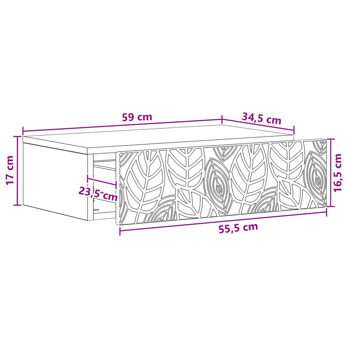 vidaXL Wall-Mounted Side Table White 59 x 34.5 x 17 cm Engineered Wood