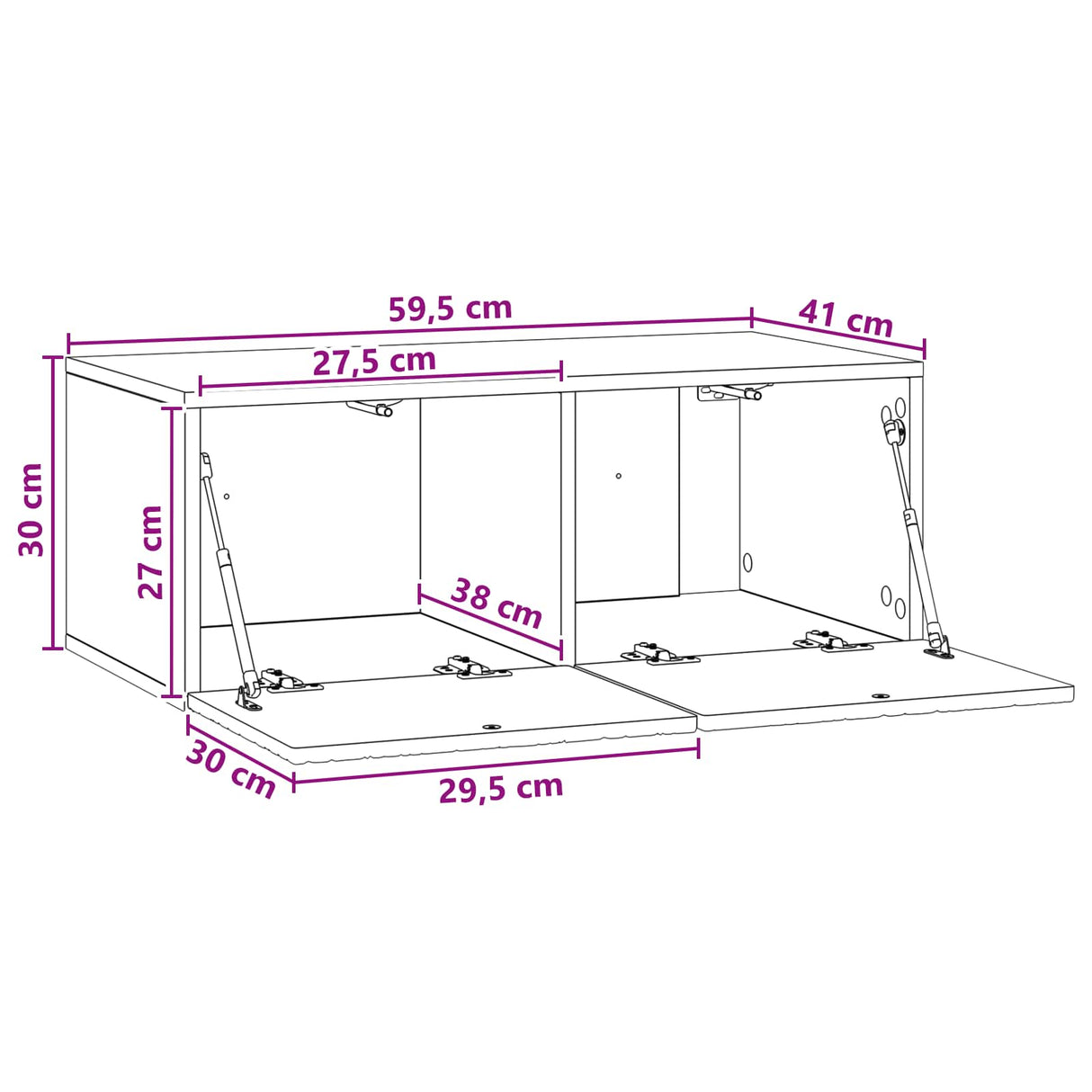 vidaXL Wall-Mounted TV Cabinet 59.5x41x30 cm White Engineered Wood