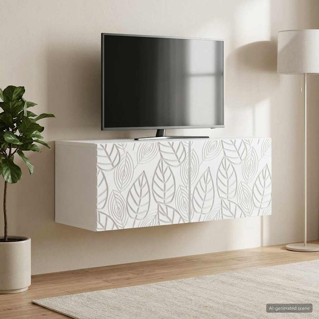 vidaXL Wall-Mounted TV Cabinet 59.5x41x30 cm White Engineered Wood