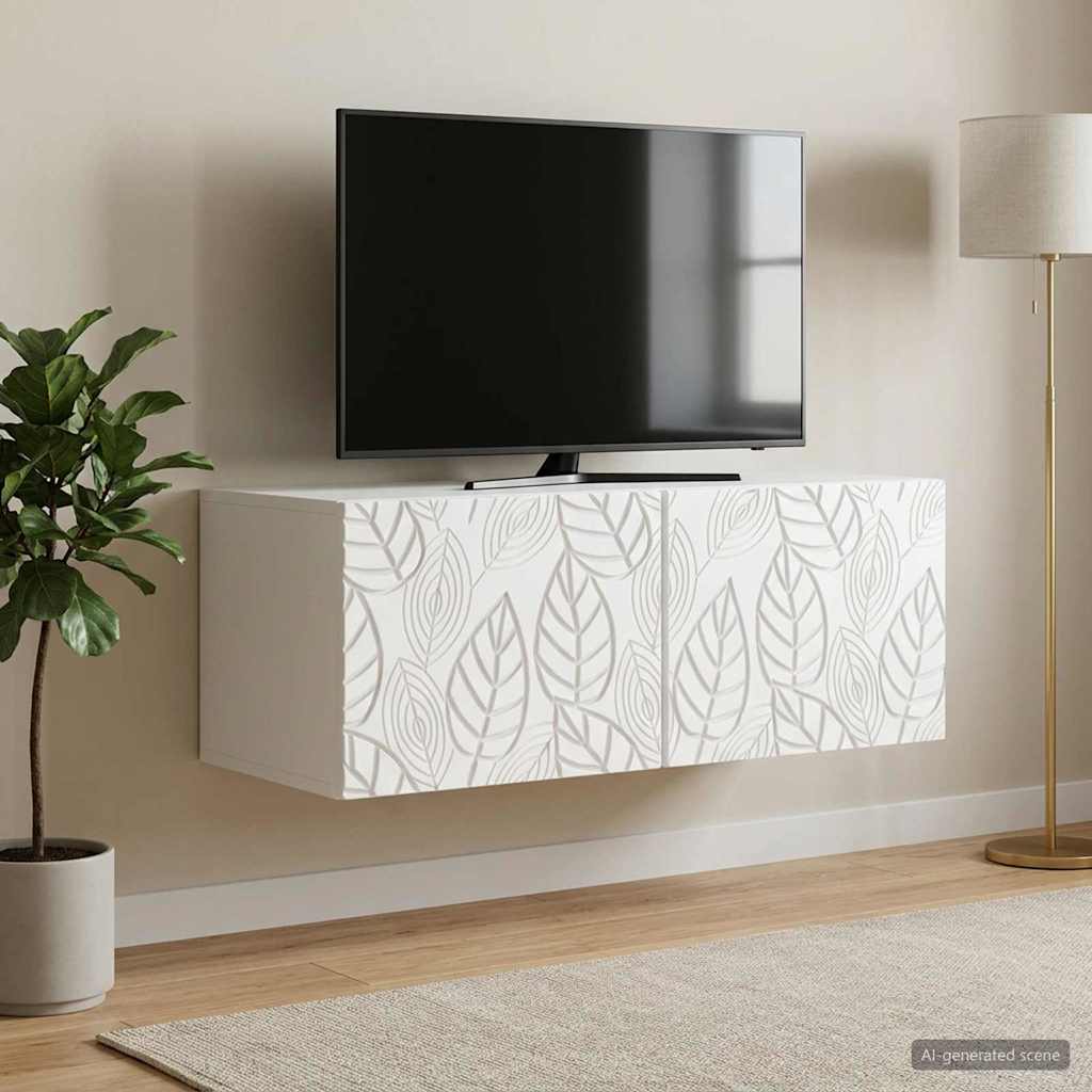 vidaXL Wall-Mounted TV Cabinet 59.5x41x30 cm White Engineered Wood